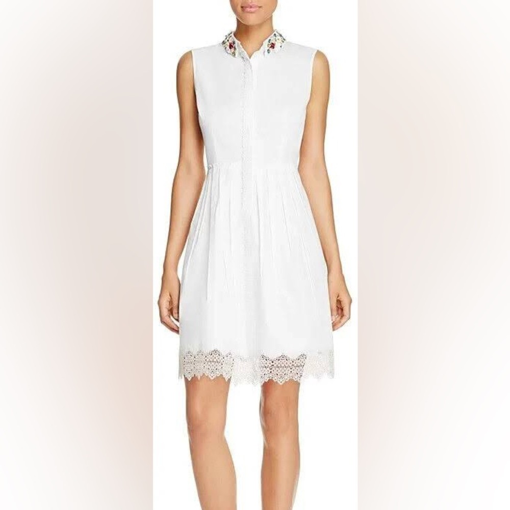 ELIE TAHARI White "Samiyah" Collar Dress